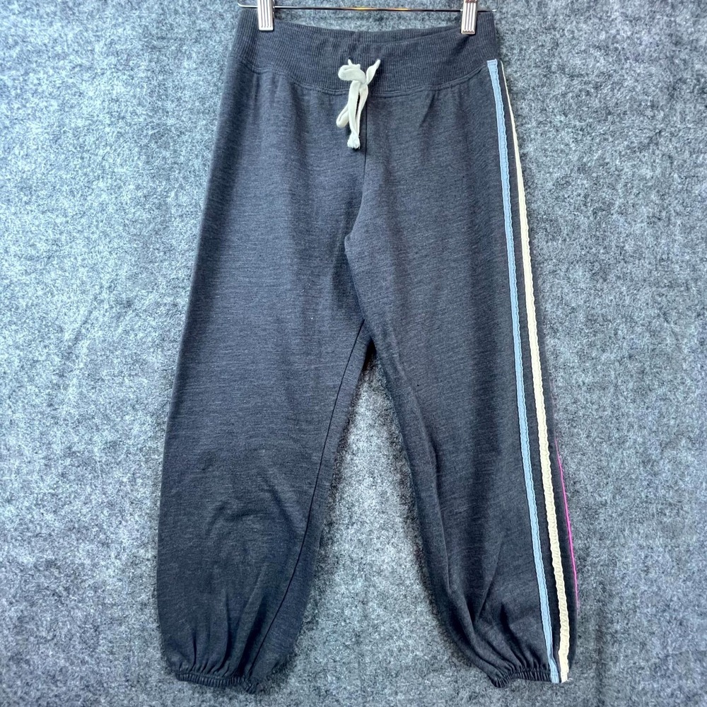Sundry Jogger Pants Womens Size 0 Gray Drawstring Racing Stripes Athleisure